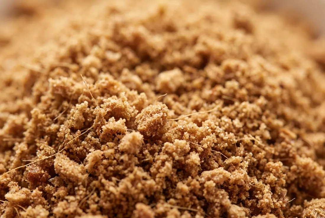 Fine crumbly expanded coco coir close-up